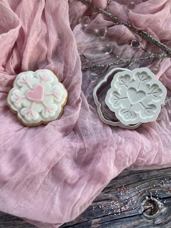 snowflake heart 3 Heart Snowflake Cookie Cutter and Multi Pop Embosser, Christmas, Holidays, Winter