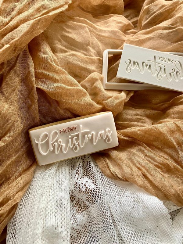 Merry Christmas Cookie Cutter and Fondant Embosser