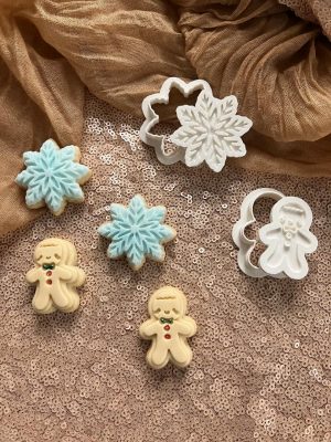 Set of Two Christmas Miniatures, Gingerbread and Snowflake