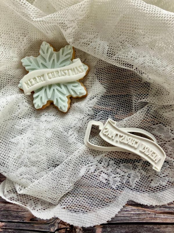 Merry Christmas Banner Fondant Cutter and Stamp Merry Christmas Banner Fondant Cutter and Stamp