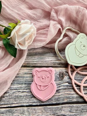 Heart Teddy Bear Cookie Cutter and Fondant Embosser