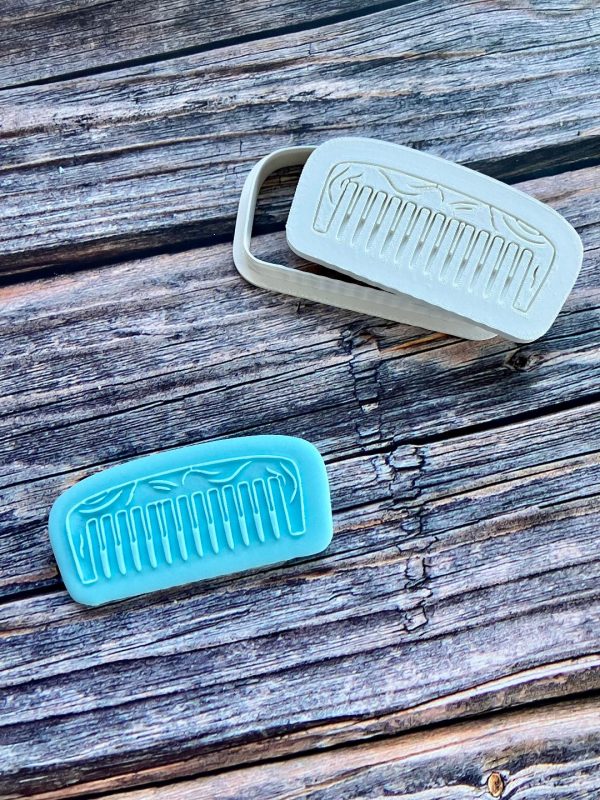 COMB 2 Comb Cookie Cutter and Fondant Stamp Embosser, Spa Day, Beauty, Hairdresser, Teacher, Salon