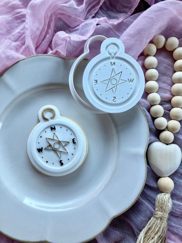 Compass Cookie Cutter and Fondant Embosser, Pirate Theme, Travel, Adventure, Map