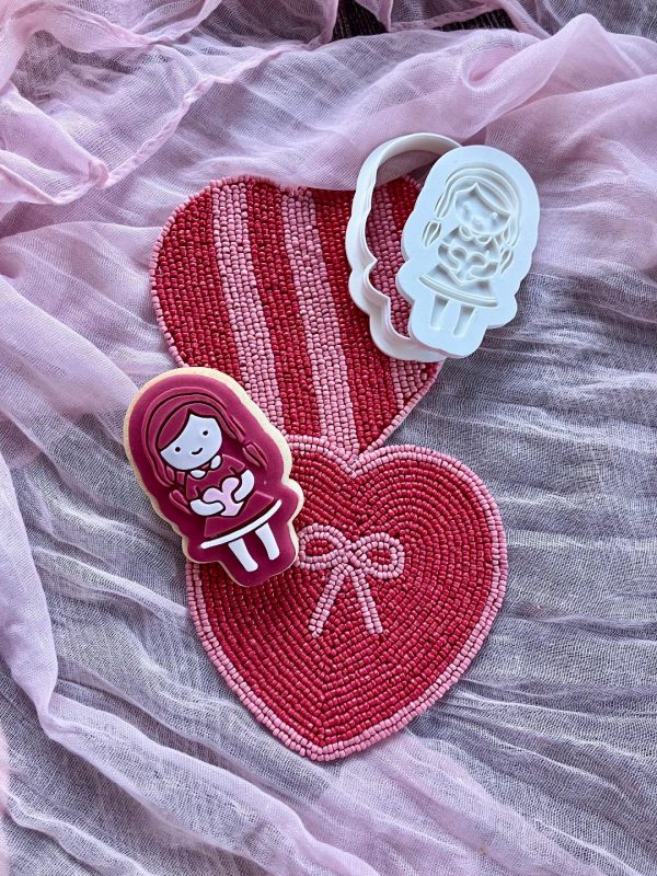 Girl 2a Girl Cookie Cutter and Fondant Embosser, Valentine's Day, Love, BFF, Friendship