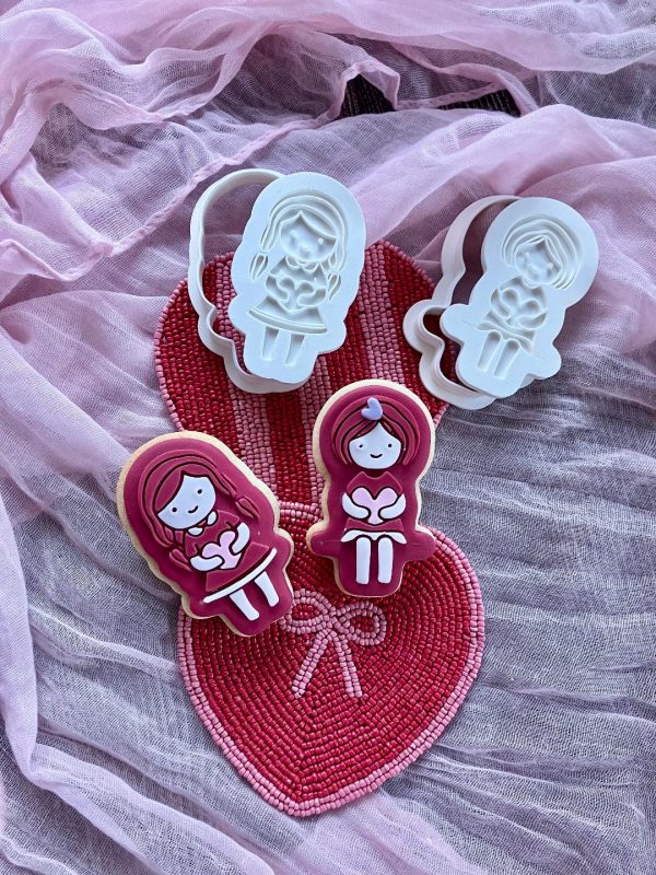 Girls Girl Cookie Cutter and Fondant Embosser, Valentine's Day, Love, BFF, Friendship