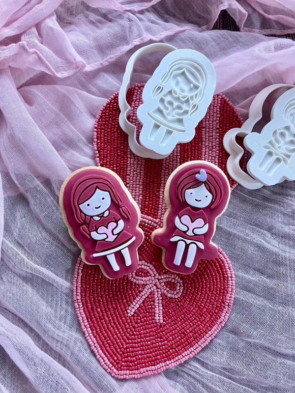 Girls 2 Girl Cookie Cutter and Fondant Embosser, Valentine's Day, Love, BFF, Friendship