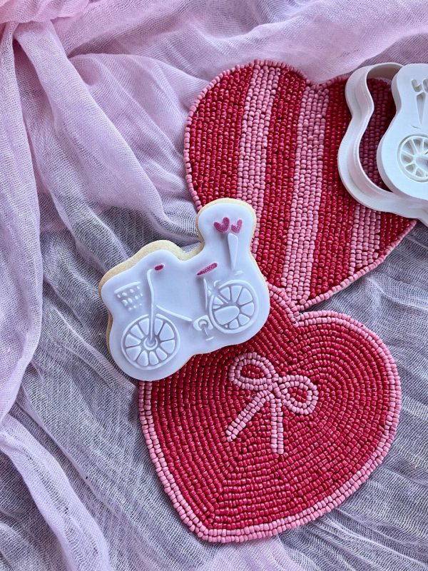 Heart Bike Bicycle Cookie Cutter and Fondant Embosser, Valentine's Day, Love, Bike, Heart Bike