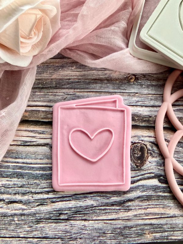 Heart Card Cookie Cutter and Fondant Embosser Heart Card Cookie Cutter and Fondant Embosser