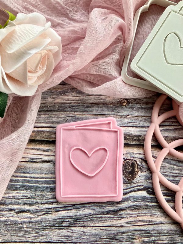 Heart Card Cookie Cutter and Fondant Embosser Heart Card Cookie Cutter and Fondant Embosser