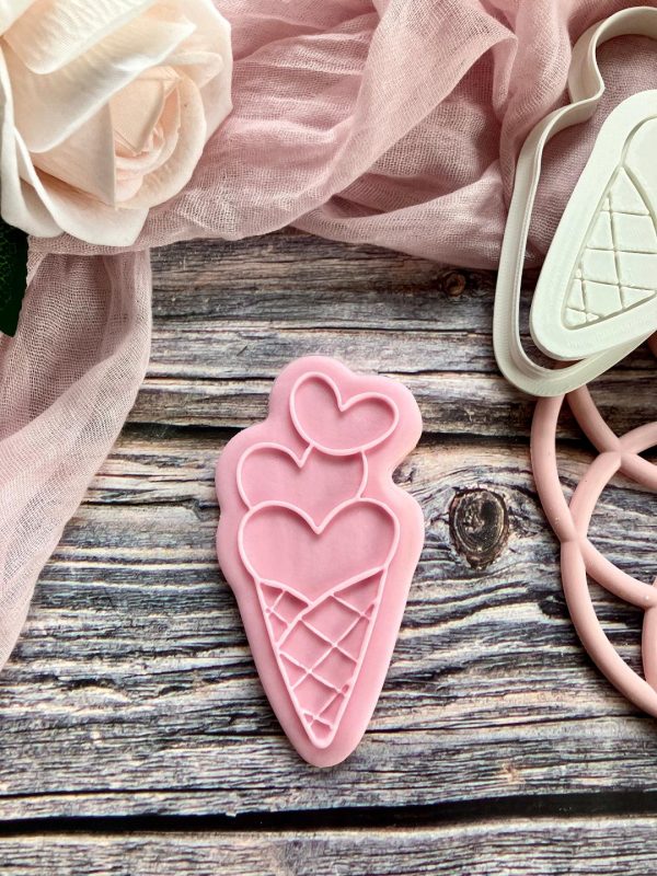 Heart Ice Cream Cookie Cutter and Fondant Embosser, Valentine's Day,  Sweet Love