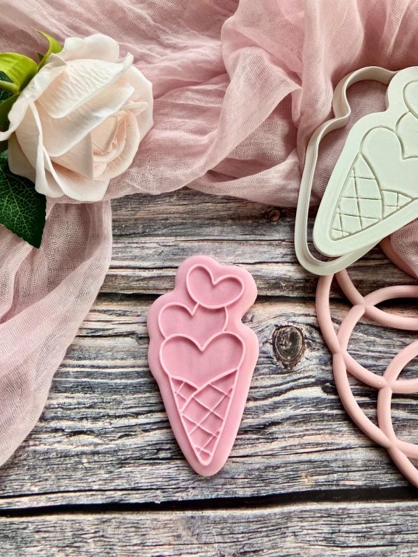Heart Ice Cream Cookie Cutter and Fondant Embosser, Valentine's Day,  Sweet Love