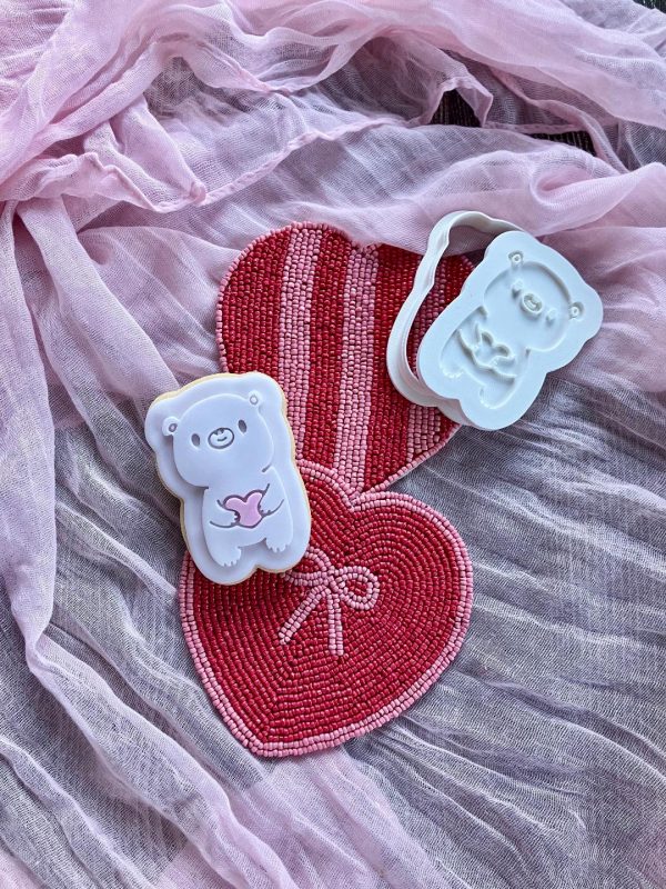 Heart Teddy Bear Cookie Cutter and Fondant Embosser