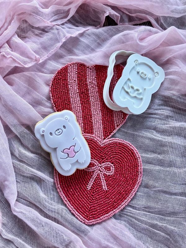 Heart Teddy Bear Cookie Cutter and Fondant Embosser