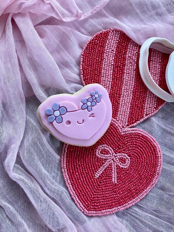 Hippie Heart Cookie Cutter and Fondant Embosser, Valentine's Day,  Love, Hippy, Floral Heart, Flowers
