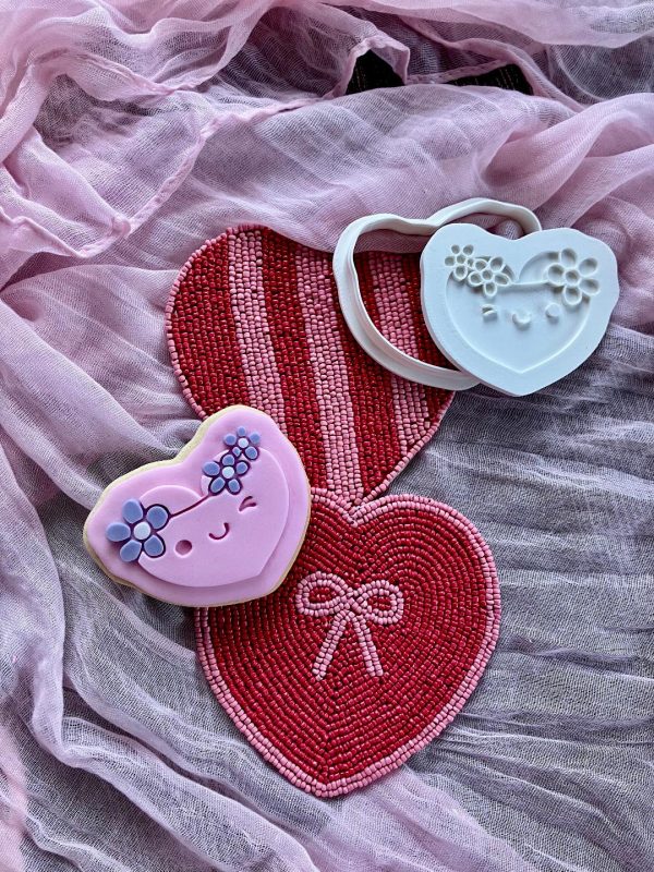Hippie Heart Cookie Cutter and Fondant Embosser