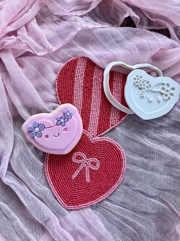 Hippie Heart Cookie Cutter and Fondant Embosser