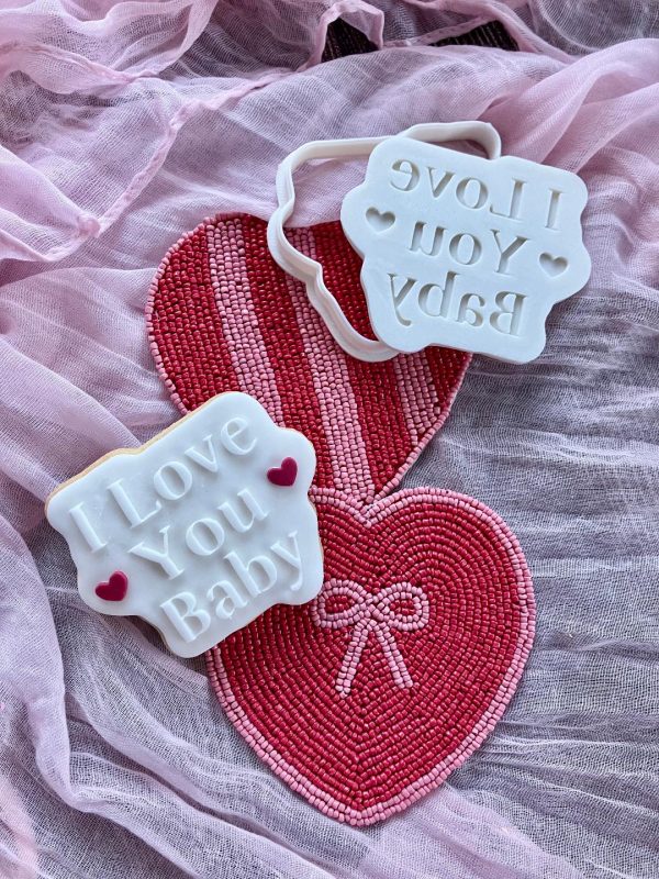 I lOve you baby 3 I Love You Baby Cookie Cutter and Fondant Embosser, Valentine's Day, Love, Boyfriend, Girlfriend, Husband, Wife