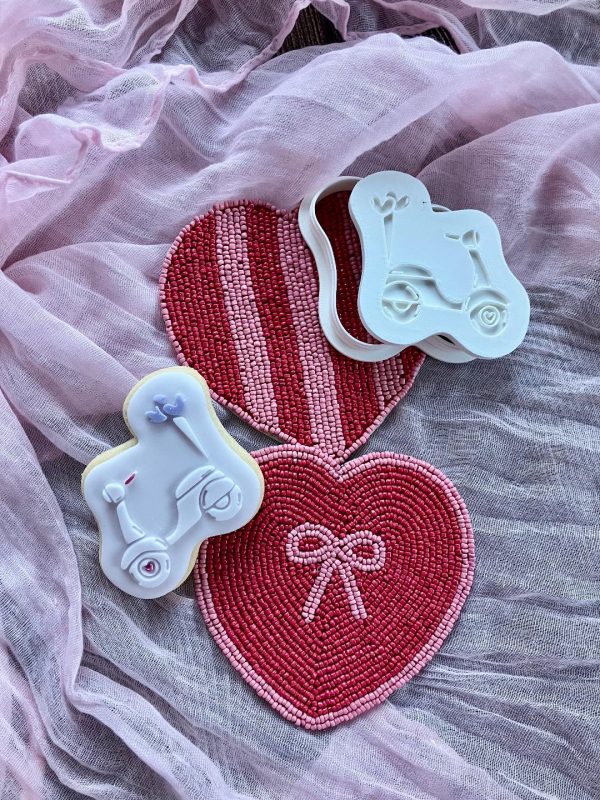 Moped Cookie Cutter and Fondant Embosser Moped Cookie Cutter and Fondant Embosser