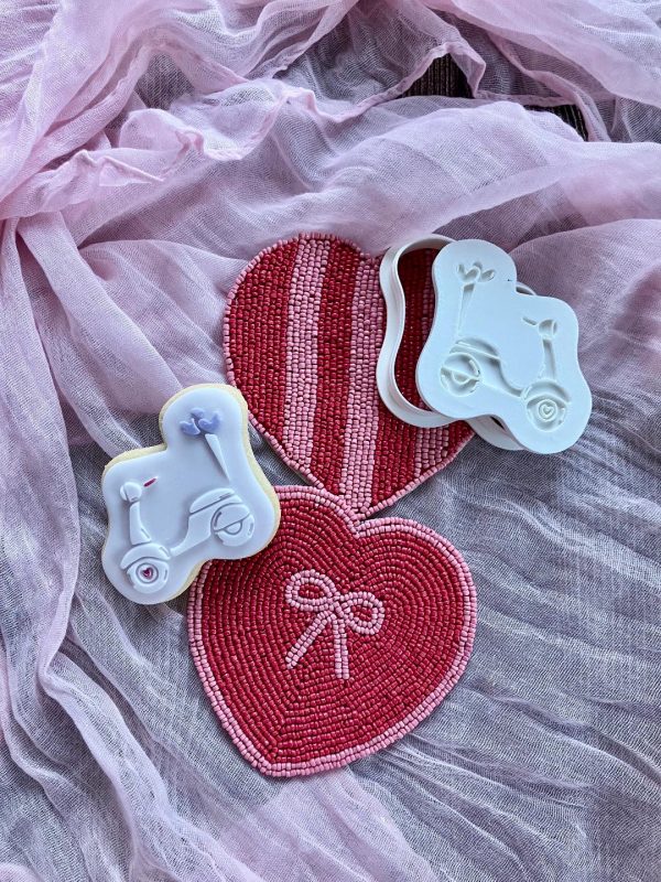 Moped Cookie Cutter and Fondant Embosser Moped Cookie Cutter and Fondant Embosser