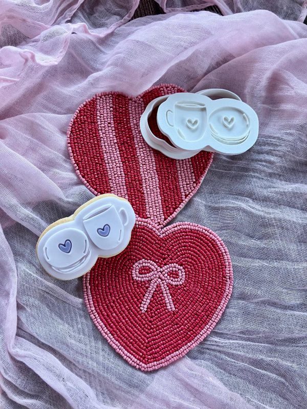 Tea and Cake Tea and Cake Cookie Cutter and Fondant Embosser, Valentine's Day, Love, Best Tea, Afternoon Tea