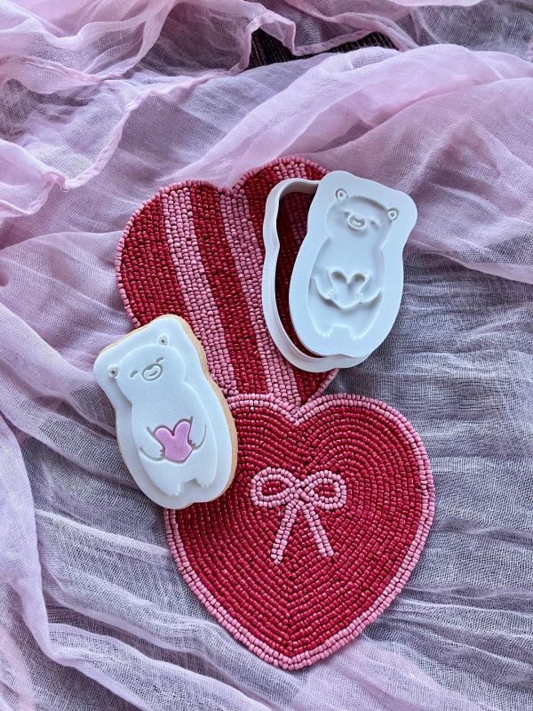Heart Teddy Bear Cookie Cutter and Fondant Embosser, Valentine's Day,  Love, Love You Beary Much