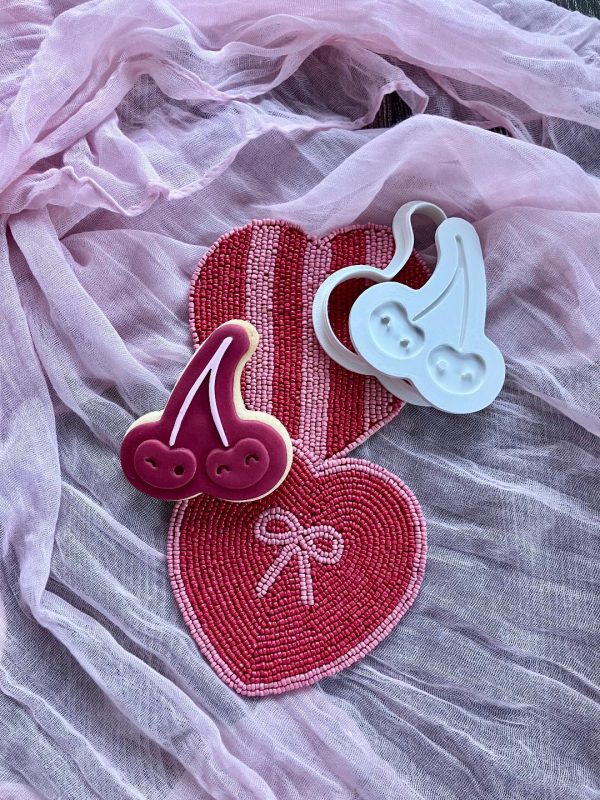 cHERRY 2 Cherry Cookie Cutter & Fondant Embosser – Love You Cherry Much Valentine Design