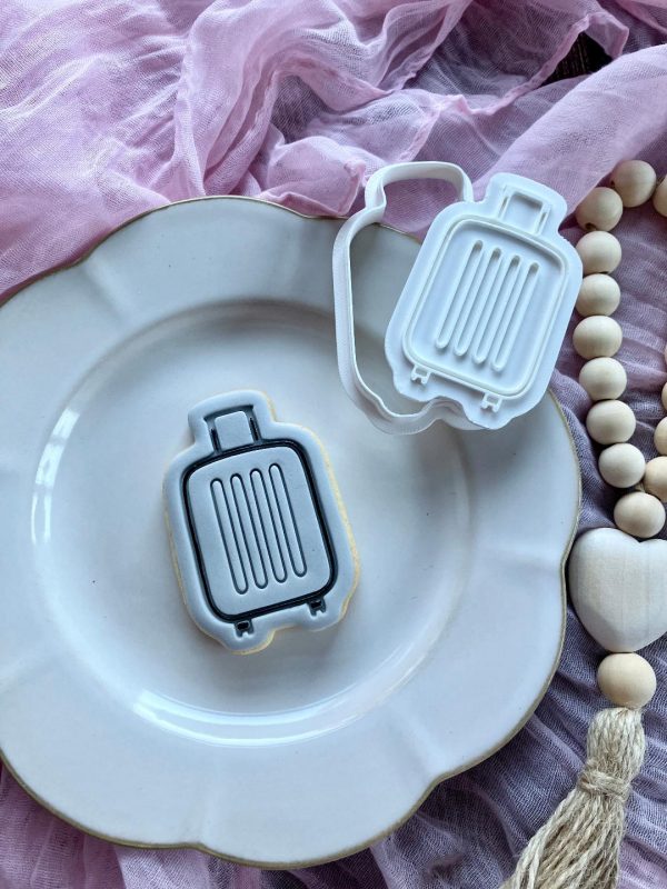 Suitcase Cookie Cutter and Fondant Stamp Embosser, Vacation, Air Hostess, Cabin Crew, Pilot, Travel, Holiday