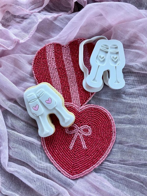 Champagne Flutes Cookie Cutter and Fondant Embosser