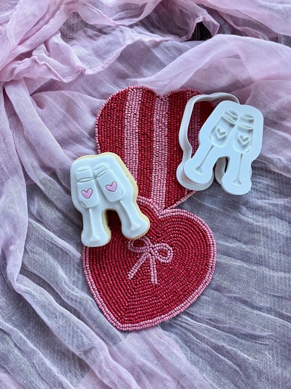 Champagne Flutes Cookie Cutter and Fondant Embosser