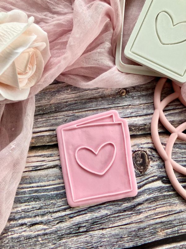 heart Card 2 Heart Card Cookie Cutter and Fondant Embosser, Valentine's Day Card, Galentine's Day, Love