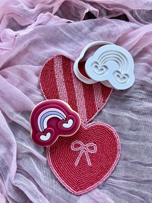 Heart Rainbow Cookie Cutter and Fondant Embosser Heart Rainbow Cookie Cutter and Fondant Embosser