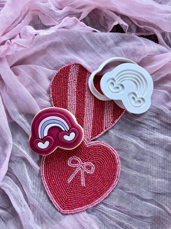 Heart Rainbow Cookie Cutter and Fondant Embosser Heart Rainbow Cookie Cutter and Fondant Embosser
