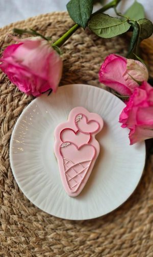 Heart Ice Cream Cookie Cutter and Fondant Embosser