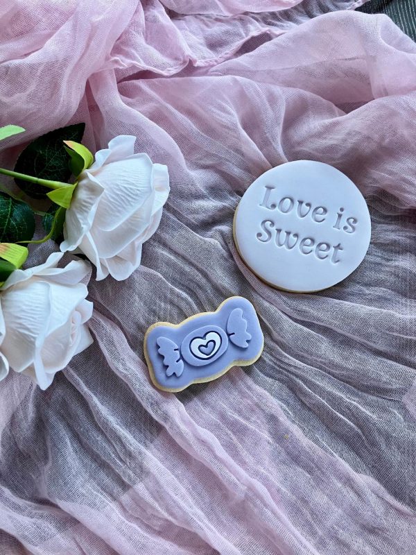 love sweet 2 Sweet Cookie Cutter and Fondant Embosser, Candy, Sweetie, Valentine's Day, Wedding, Engagement, Love is Sweet