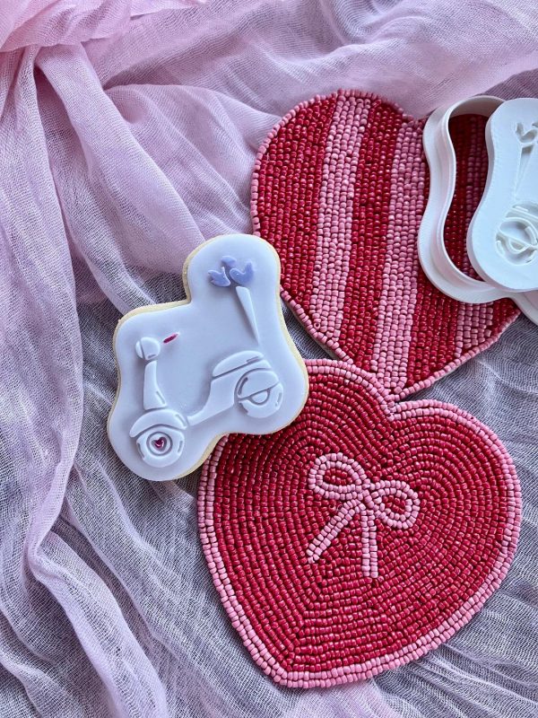 mOPED 2 Moped Cookie Cutter and Fondant Embosser, Valentine's Day, Love, Bike, Motorbike, Heart Bike