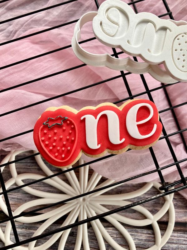 Berry First Birthday Cookie Cutter and Fondant Stamp Embosser, 1st Birthday, Strawberry Theme, One