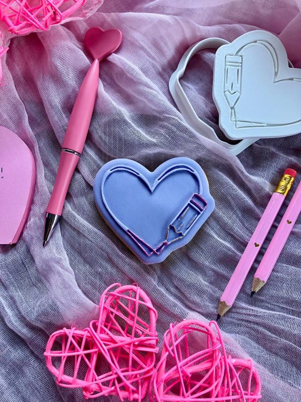 Pencil Heart Cookie Cutter and Fondant Embosser