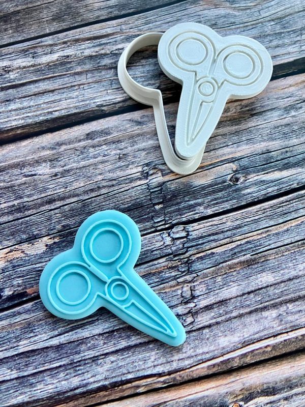 Scissors Cookie Cutter and Fondant Stamp Embosser Scissors Cookie Cutter and Fondant Stamp Embosser