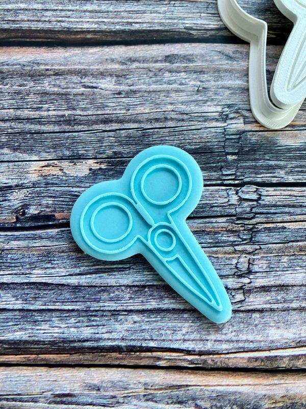 scissors Scissors Cookie Cutter and Fondant Stamp Embosser, Spa Day, Beauty, Hairdresser, Teacher, Salon, Stationery