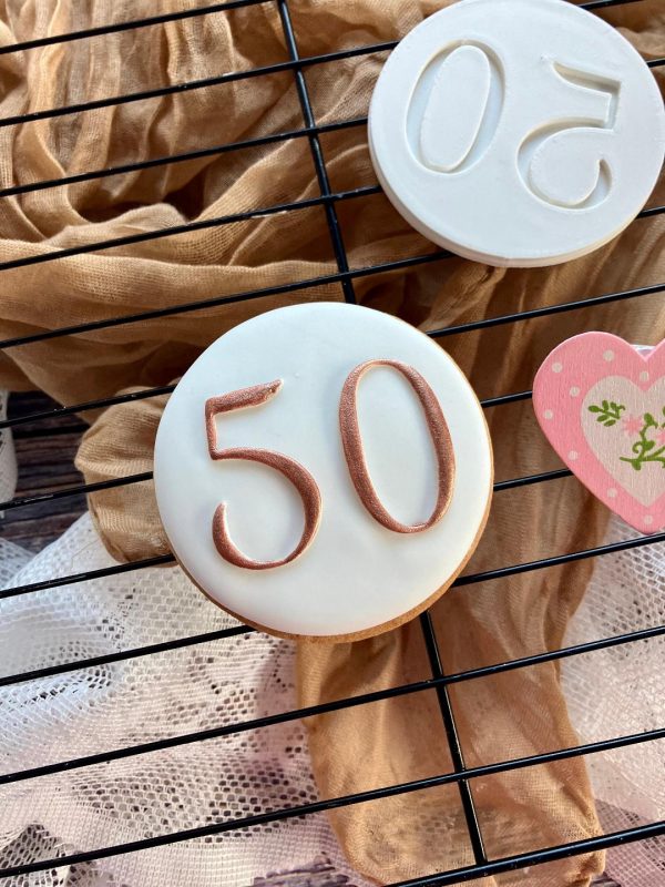 502 Fifty Fondant Stamp Embosser, 50, Fiftieth, 50th, Birthday, Number, Anniversary
