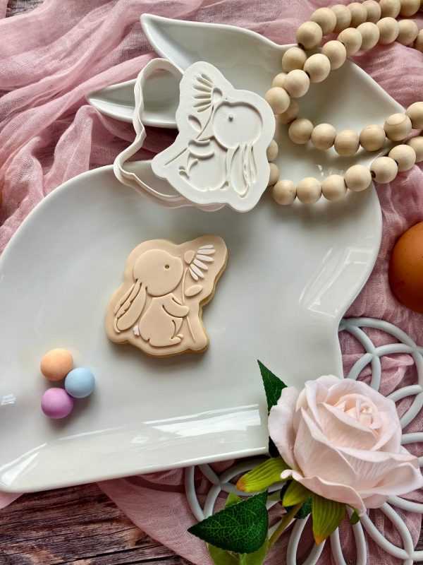 Bunny with a Flower Cookie Cutter and Fondant Embosser