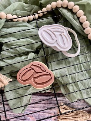 Coffee Beans Cookie Cutter and Fondant Stamp