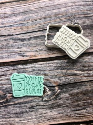 Coffee Mom Repeat Cookie Cutter and Fondant Stamp