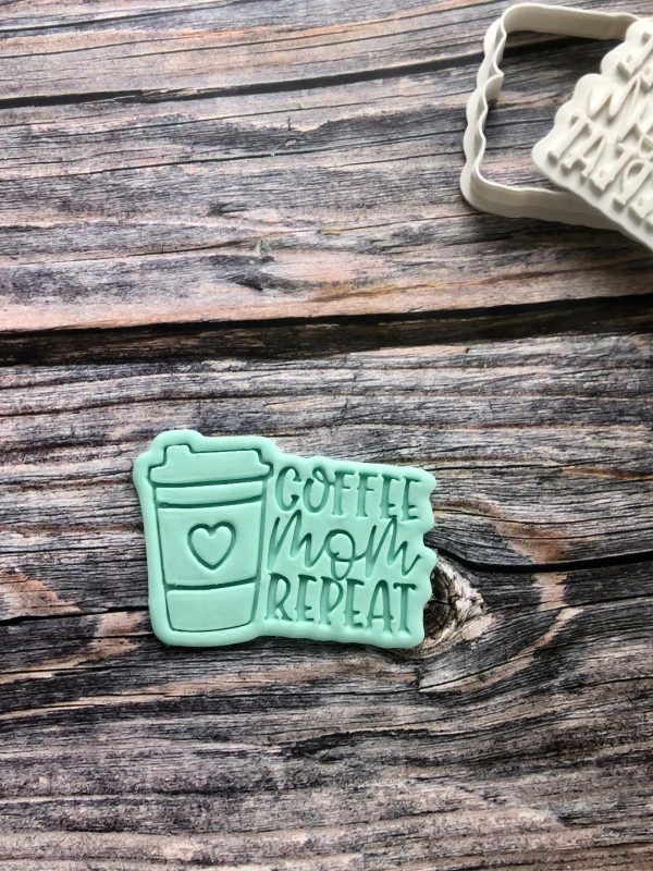 Coffee Mom Repeat Cookie Cutter and Fondant Stamp