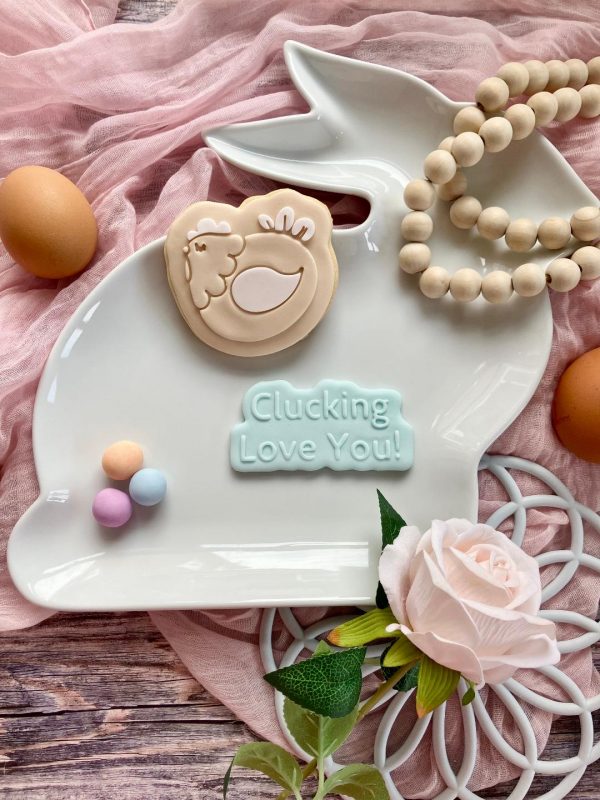 Clucking Love You Cookie Cutter and Fondant Stamp Embosser, Funny, Hen, Bird, Farm, Easter, Cluck, Valentine's, Love