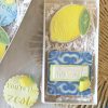 Sicilian tile pattern fondant stamp with blue and yellow design