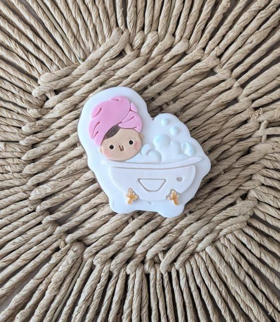Lady in a Bath Cookie Cutter and Fondant Embosser