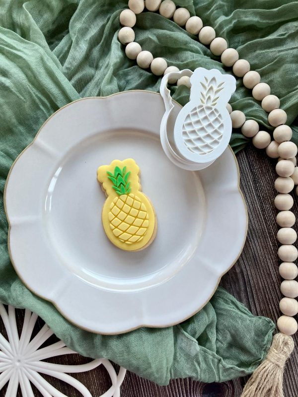 Pineapple Cookie Cutter and Fondant Embosser, Fruit, Brunch, Pina Colada, Holiday, Tropical, Vacation, Summer