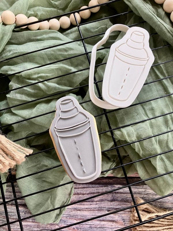 Shaker 3 Cocktail Shaker Cookie Cutter and Fondant Stamp Embosser, Martini, Cosmo, Tini, James Bond