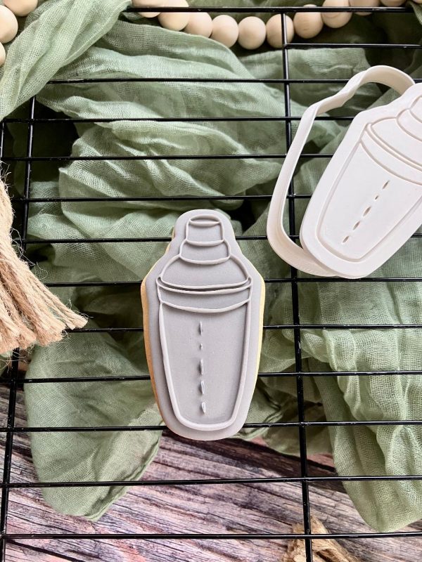 Shaker 4 Cocktail Shaker Cookie Cutter and Fondant Stamp Embosser, Martini, Cosmo, Tini, James Bond